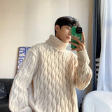 FOESCE 2025 New Men's Fashion Casual  Sweater Men's Solid Outdoor Warm Pullover KnitSweater  Men Clothing