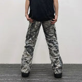 FOESCE 2024 Overalls Camouflage Y2K Fashion Baggy Flare Jeans Cargo Pants Men Clothing Straight Women Wide Leg Long Trousers Pantalones