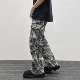 FOESCE 2024 Overalls Camouflage Y2K Fashion Baggy Flare Jeans Cargo Pants Men Clothing Straight Women Wide Leg Long Trousers Pantalones