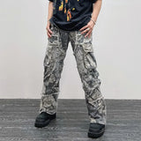 FOESCE 2024 Overalls Camouflage Y2K Fashion Baggy Flare Jeans Cargo Pants Men Clothing Straight Women Wide Leg Long Trousers Pantalones