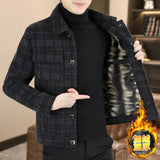 FOESCE 2025 Winter Plaid Woolen Jackets Men Fashion Slim Fit Thickened and Warm Trench Coat Casual Business Streetwear Overcoat M-4XL