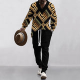 2024 Amazon cross-border new men's casual trousers V-neck versatile knitted sweater autumn suit