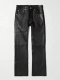 FOESCE 2024 ERD melancholy rich second-generation leather pants dyed slim fit slightly loose casual pants KZ1047