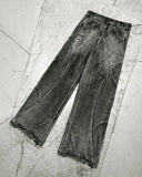 FOESCE 2025 New Fashion Y2k Washed Hip Hop Oversized Jeans Men's Casual Punk Rock Loose Straight Distressed Wide Leg Pants Street Wear