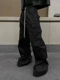 2024 New Style American Style Casual Pants Blackcargo Pants Multi-pocket Loose Fit Wide Leg For Men Spring Summer