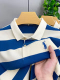 FOESCE 2025 New Summer High Quality Lapel POLO Shirt Short Sleeve Men's Breathable Fashion Striped Embroidered Business Casual Top