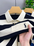 FOESCE 2025 New Summer High Quality Lapel POLO Shirt Short Sleeve Men's Breathable Fashion Striped Embroidered Business Casual Top