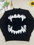 FOESCE 2025 Y2K Retro Sweater In Autumn And Winter Y2K Teeth Marks Pattern Sweater Winter Harajuku Sweater Unisex Aesthetic Clothes