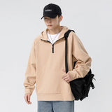 FOESCE 2025 New Spring and Autumn Mens Casual Fleece Hoodies Coat Fashion Black White Male Sweatshirts