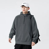 FOESCE 2025 New Spring and Autumn Mens Casual Fleece Hoodies Coat Fashion Black White Male Sweatshirts