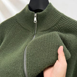 FOESCE A semi turtleneck solid color men's cardigan with a zipper, autumn and winter warm long-sleeved sweater.