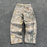 FOESCE American Washed Branch Camouflage Wide Leg Loose Jeans for Men Autumn Mens Straight Jeans Retro Fashion Loose Street Trend 2025