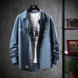 FOESCE Autumn 2024 New style high quality Denim shirts Men's fashion Casual Long Sleeved Jeans Shirt Solid Color Shirt men size M-5XL