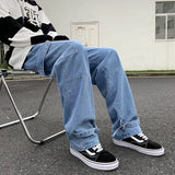 FOESCE Cargo jeans Men Wide Leg Jeans Hip Hop Casual Men's Straight Baggy Denim Pants Streetwear Skateboard Pant Neutral Trousers