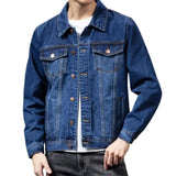 FOESCE Casual Men Coat Lapel Single-breasted Jeans Denim Cardigan Jacket Men Slim Fit Cotton Outwear Male Jacket chaquetas hombre