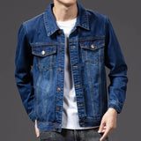 FOESCE Casual Men Coat Lapel Single-breasted Jeans Denim Cardigan Jacket Men Slim Fit Cotton Outwear Male Jacket chaquetas hombre