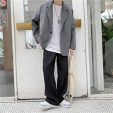 Coat Long Gray Korean Style Clothes Menswear Male Blazer Classic Original Spring Clothing Men's Suit Jackets New in Fashion 2024