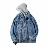 FOESCE Denim Jacket Mens Hooded Slim Fit Casual Streetwear Jean Jackets Long Sleeve Trendy Outerwear Spring Autumn 2024 Jacket Coat Men