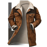 Europe and The United States New Fashion Solid Color Fleecing Zipper Trench Coat, Men's Autumn and Winter Mid-length Warm Coat