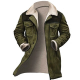 Europe and The United States New Fashion Solid Color Fleecing Zipper Trench Coat, Men's Autumn and Winter Mid-length Warm Coat