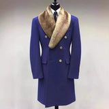 European and American Men's Woolen Lapel Medium Long Double-breasted Coat, Autumn and Winter New Solid Color Woolen Casual Coat