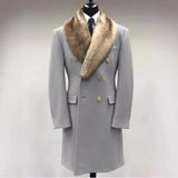 European and American Men's Woolen Lapel Medium Long Double-breasted Coat, Autumn and Winter New Solid Color Woolen Casual Coat