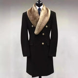 European and American Men's Woolen Lapel Medium Long Double-breasted Coat, Autumn and Winter New Solid Color Woolen Casual Coat