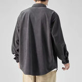 FOESCE Fashionable and Comfortable Men's Loose Casual Shirt with Thick Long-Sleeve Corduroy, Versatile Top