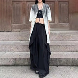 FOESCE Gothic Harajuku Y2k Skirt Pants Japanese Irregular Stitching Samurai Hakama Genderless Streetwear Campus Valentines Pants Unisex