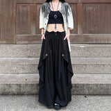 FOESCE Gothic Harajuku Y2k Skirt Pants Japanese Irregular Stitching Samurai Hakama Genderless Streetwear Campus Valentines Pants Unisex