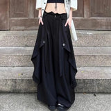 FOESCE Gothic Harajuku Y2k Skirt Pants Japanese Irregular Stitching Samurai Hakama Genderless Streetwear Campus Valentines Pants Unisex