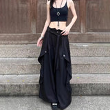 FOESCE Gothic Harajuku Y2k Skirt Pants Japanese Irregular Stitching Samurai Hakama Genderless Streetwear Campus Valentines Pants Unisex