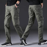 Mens Cargo Pants Men Overalls Green Gray Cotton Men Loose Multi-Pockets Straight fit Men's Casual Trousers Homme Full Length