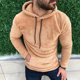 Men Hoodies Loose Double-sided Velvet Drawstring Hooded Long Sleeve Sweatshirts Jacket Men Fashion Solid  Hoodie