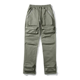 FOESCE High Street Multi-pocket Drawstring Overalls Mens Straight Vibe Style Oversize Casual Cargo Pants Hip Hop Loose Baggy Trousers