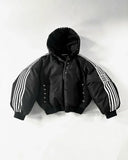 FOESCE Hip hop trend Harajuku striped loose zipper coat Warm cotton-padded jacket New Street fashion personality men winter jacket