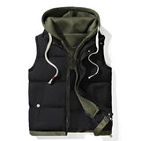 Korean Fashion Hooded Vest for Men Autumn Winter Casual Sleeveless Men Coats Windproof Sleeveless Men Cotton Jacket with Hood