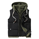 Korean Fashion Hooded Vest for Men Autumn Winter Casual Sleeveless Men Coats Windproof Sleeveless Men Cotton Jacket with Hood