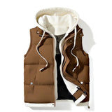 Korean Fashion Hooded Vest for Men Autumn Winter Casual Sleeveless Men Coats Windproof Sleeveless Men Cotton Jacket with Hood