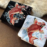 Lovers Embroidered Koi Fish Summer T-shirt 2023 New Men Cotton T Shirt Students Casual Tee Short Sleeves Top Loose T-shirt 4XL