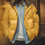 FOESCE Maden Casual 90% White Duck Down Jacket Yellow Stand Collar Warm Jacket Versatile Puffer Coat for Men Fall and Winter Outerwear