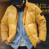 FOESCE Maden Casual 90% White Duck Down Jacket Yellow Stand Collar Warm Jacket Versatile Puffer Coat for Men Fall and Winter Outerwear