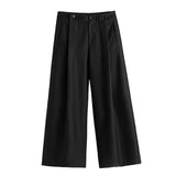 Mauroicardi Spring Autumn Long Loose Casual Baggy Flowy Soft Black Pleated Wide Leg Pants Men Luxury Designer Emo Clothing 2024