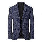 FOESCE Men Blazer Solid Color Single-breasted Autumn Winter Lapel Buttons Suit Jacket for Daily Wear