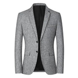 FOESCE Men Blazer Solid Color Single-breasted Autumn Winter Lapel Buttons Suit Jacket for Daily Wear