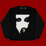 FOESCE Men Casual Sweater Streetwear Sweater Knitted Sweater Retro Painting Anime Demon Hip Hop Knitted Graphic Vintage Pullover