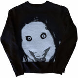 FOESCE Men Casual Sweater Streetwear Sweater Knitted Sweater Retro Painting Anime Demon Hip Hop Knitted Graphic Vintage Pullover