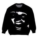 FOESCE Men Casual Sweater Streetwear Sweater Knitted Sweater Retro Painting Anime Demon Hip Hop Knitted Graphic Vintage Pullover