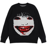 FOESCE Men Casual Sweater Streetwear Sweater Knitted Sweater Retro Painting Anime Demon Hip Hop Knitted Graphic Vintage Pullover