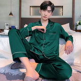 FOESCE Men Fashion Button Pyjamas Sets Men Long Sleeve Solid Casual Sleepwear Pajamas Set Men Soft and Comefortable Nightwear Suit